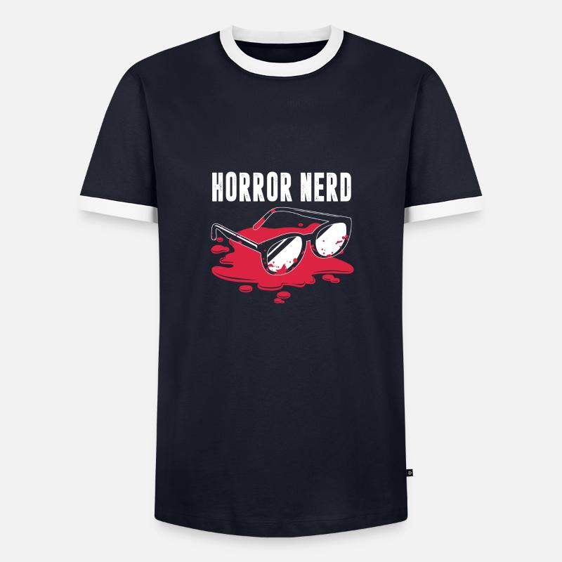 Horror-Nerd - Männer Kontrast-T-Shirt - Navy/Weiß