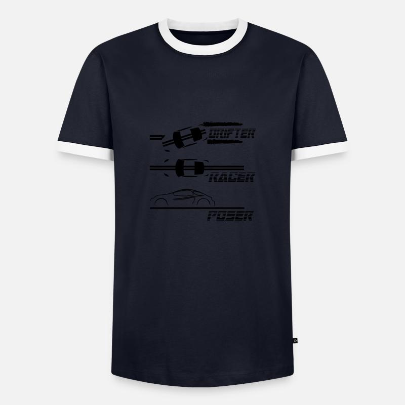 drifter racer pose - Men's Ringer Shirt - navy/white 
