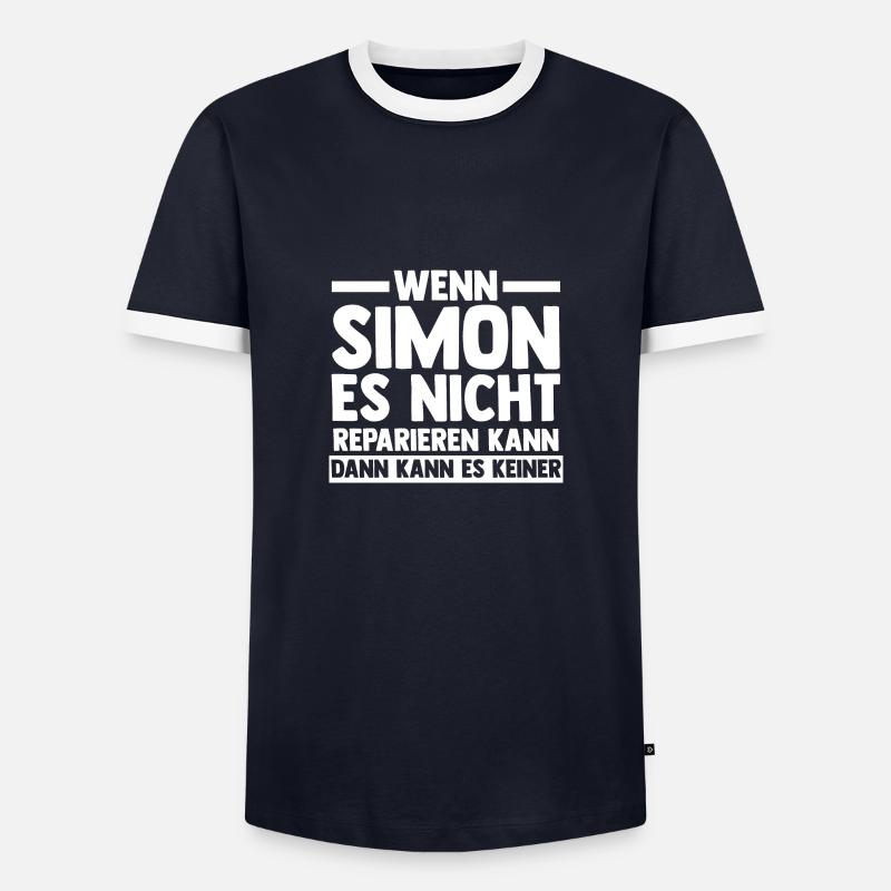 Simon - Männer Kontrast-T-Shirt - Navy/Weiß