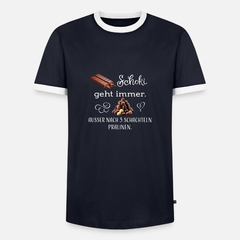 Schoki Pralinen ws - Männer Kontrast-T-Shirt - Navy/Weiß