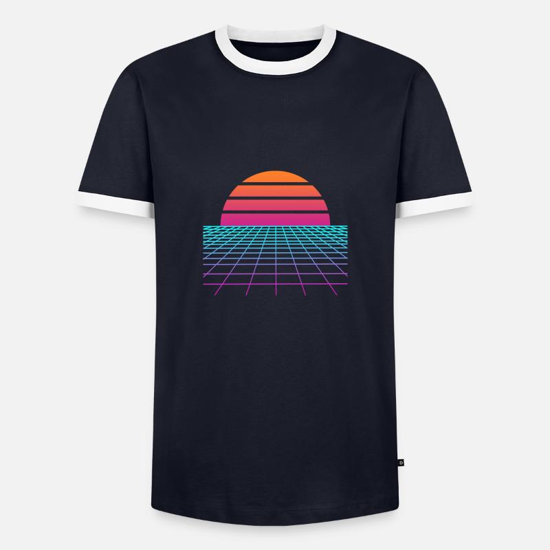 Synthwave Sunset. Maler Gift - Männer Kontrast-T-Shirt - Navy/Weiß 