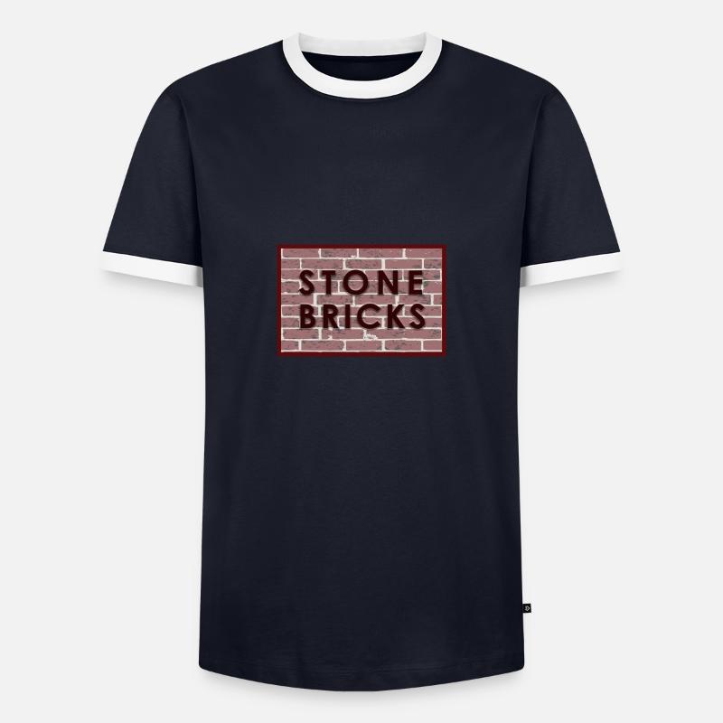 stone bricks - Backsteine - Männer Kontrast-T-Shirt - Navy/Weiß 