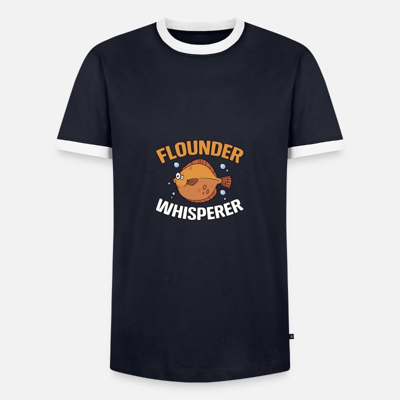 Flounder Whisperer Flunderflüsterer Angler - Männer Kontrast-T-Shirt - Navy/Weiß