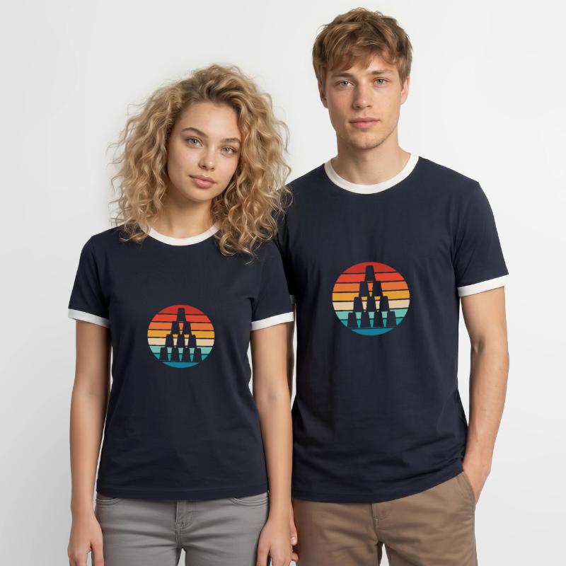 Stack Pyramid Sport Speed Cup Stacker Stacking Men's Ringer Shirt