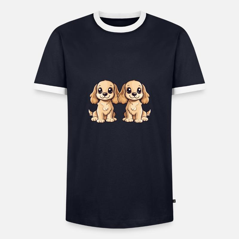 Cocker Spaniel Dog Comic - Men's Ringer Shirt - navy/white