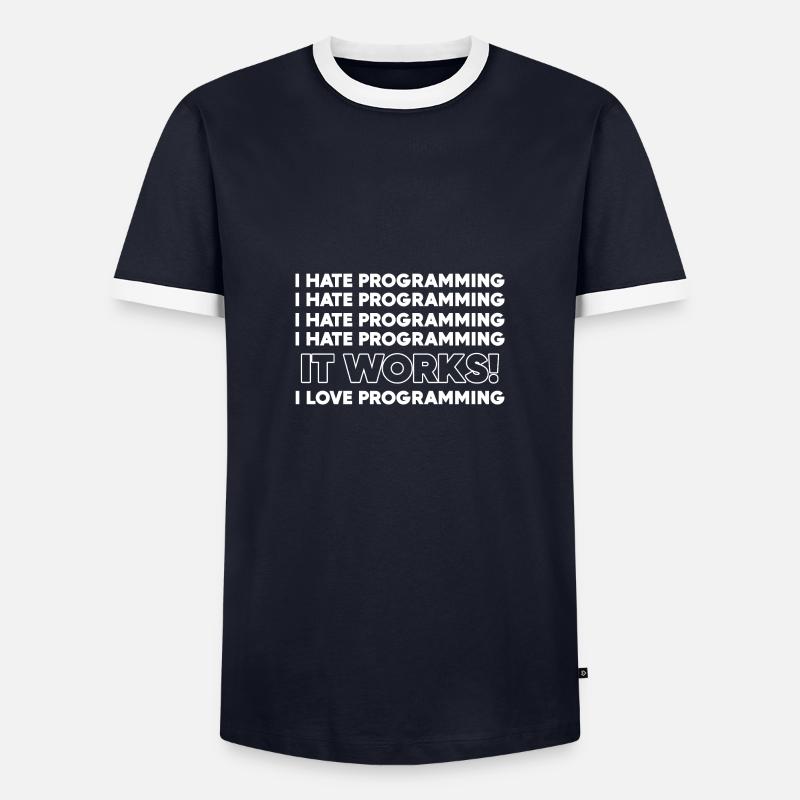 Ich hasse Programmierung Programmierer Geschenk - Männer Kontrast-T-Shirt - Navy/Weiß