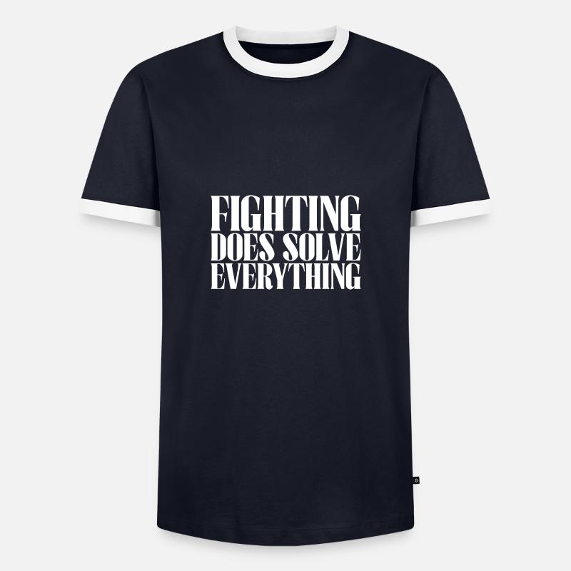 Fighting Does Solve Everything - Männer Kontrast-T-Shirt - Navy/Weiß
