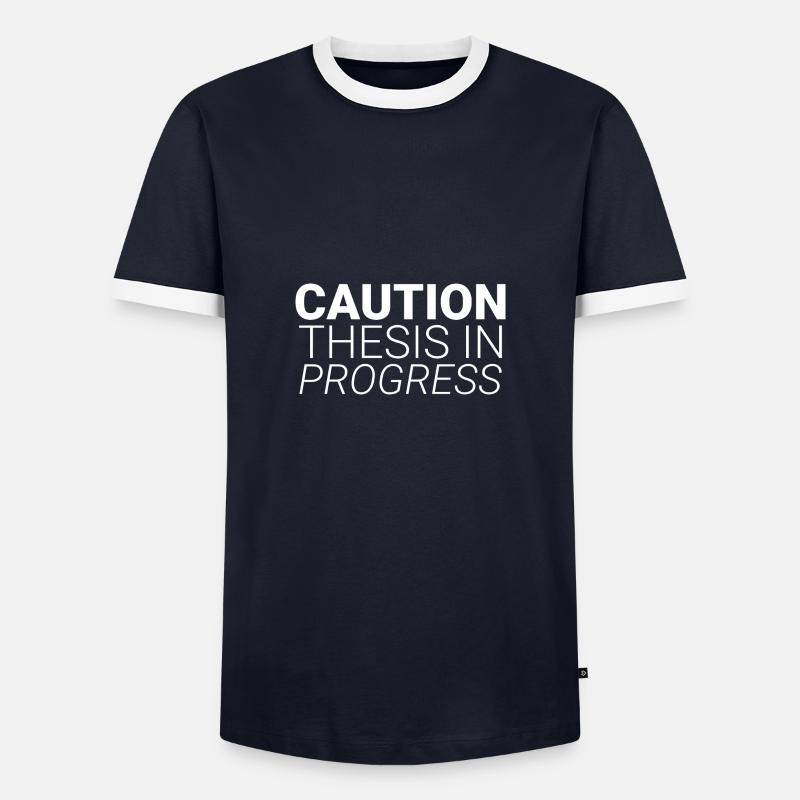 Caution Thesis In Progress - Männer Kontrast-T-Shirt - Navy/Weiß 