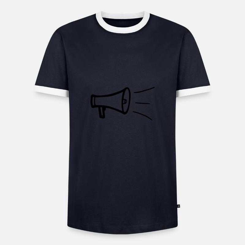 Megaphon - Männer Kontrast-T-Shirt - Navy/Weiß 