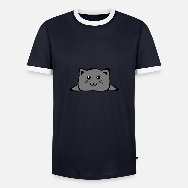 Cat Chibi - Männer Kontrast-T-Shirt - Navy/Weiß 