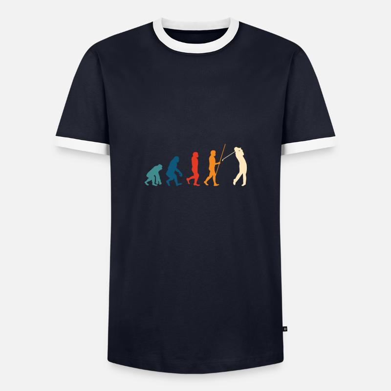 Golf Evolution Golfer Geschenk Golfschläger - Männer Kontrast-T-Shirt - Navy/Weiß 