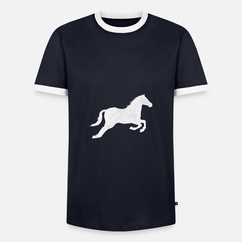 Pferd - Männer Kontrast-T-Shirt - Navy/Weiß 