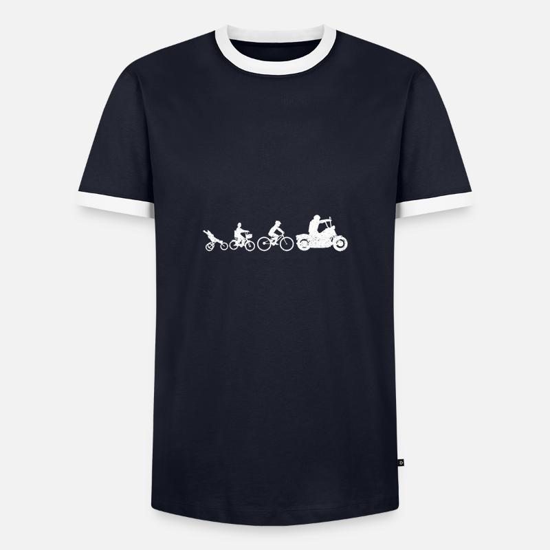 Evolution Motorrad Biker Geschenkidee - Männer Kontrast-T-Shirt - Navy/Weiß