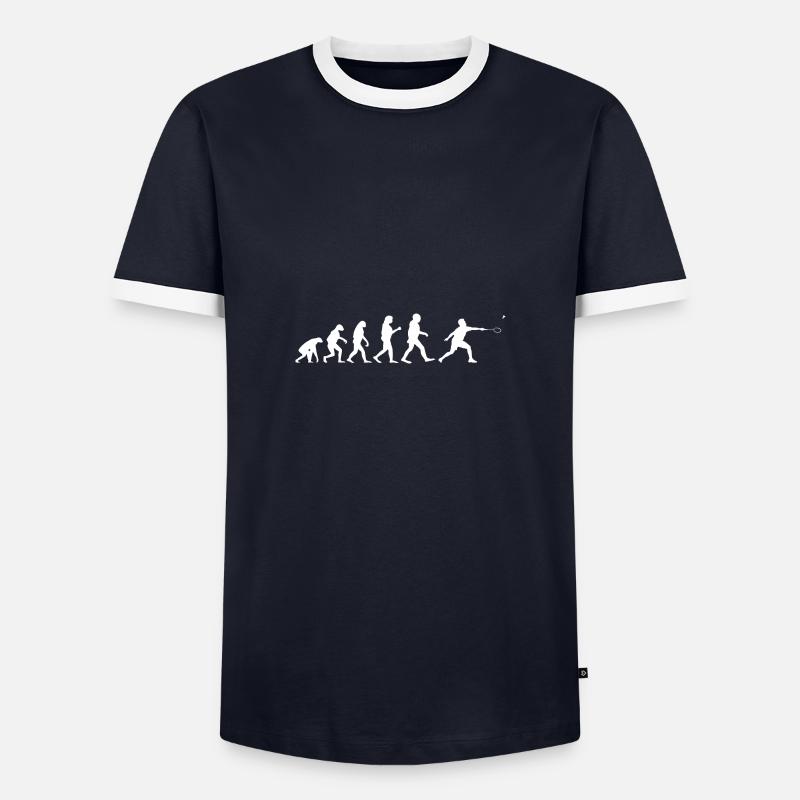 Evolution Badminton Silhouette Racquet - Männer Kontrast-T-Shirt - Navy/Weiß 