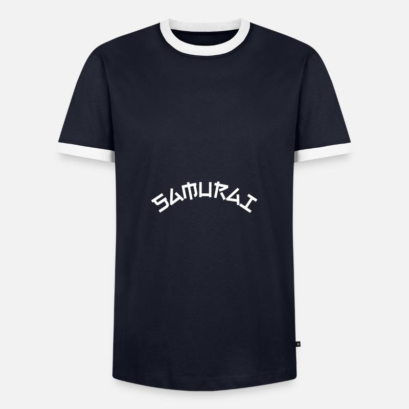 Samurai - Männer Kontrast-T-Shirt - Navy/Weiß 