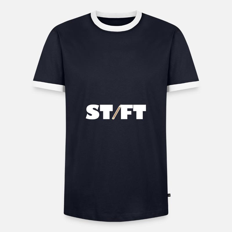 Stift - Männer Kontrast-T-Shirt - Navy/Weiß