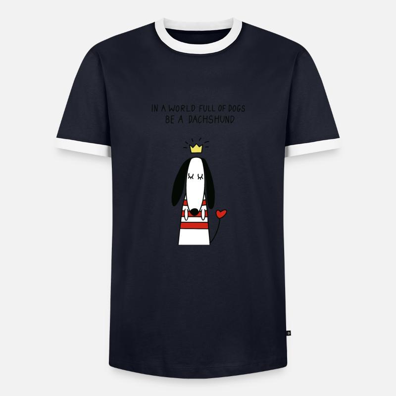 DACKEL DACHSHUND TECKEL DACKELLIEBE DAGGEL - Männer Kontrast-T-Shirt - Navy/Weiß 