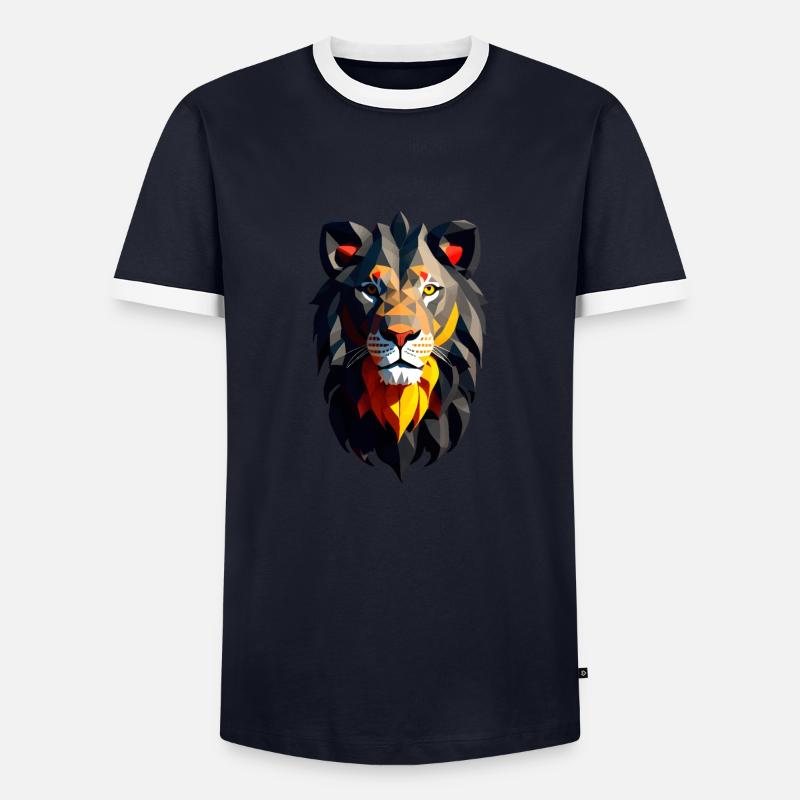 Löwe #2 - Männer Kontrast-T-Shirt - Navy/Weiß 