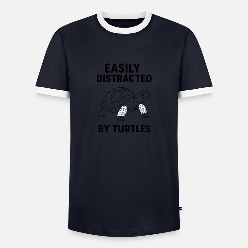 Turtle distraction - Men's Ringer Shirt - navy/white 