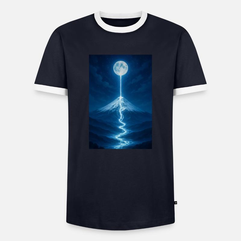 Lunar River Flowing Down - Men's Ringer Shirt - navy/white 