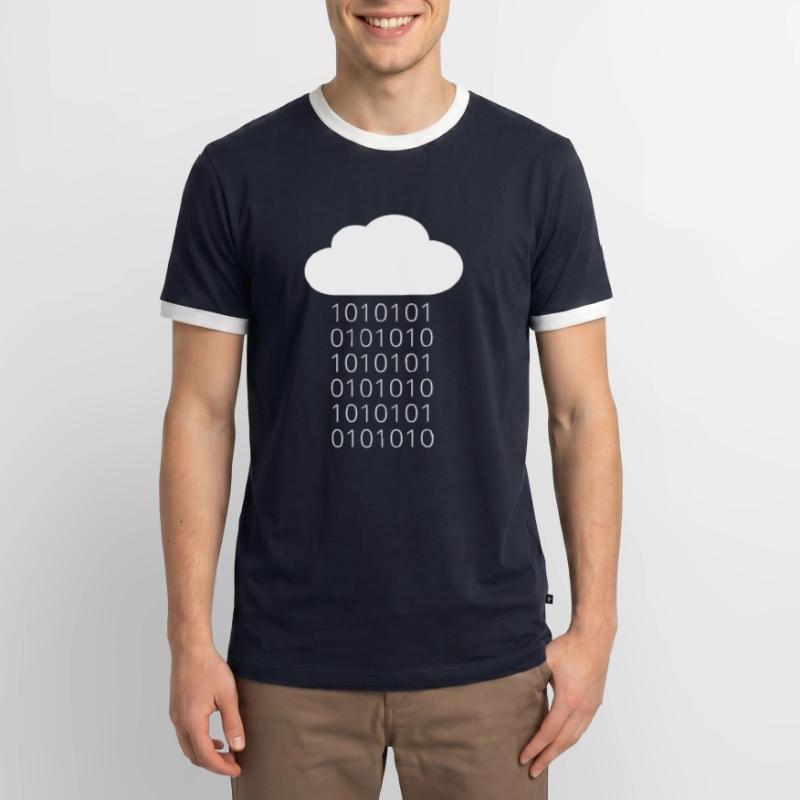 Cloud Data Rain Binary Men's Ringer Shirt