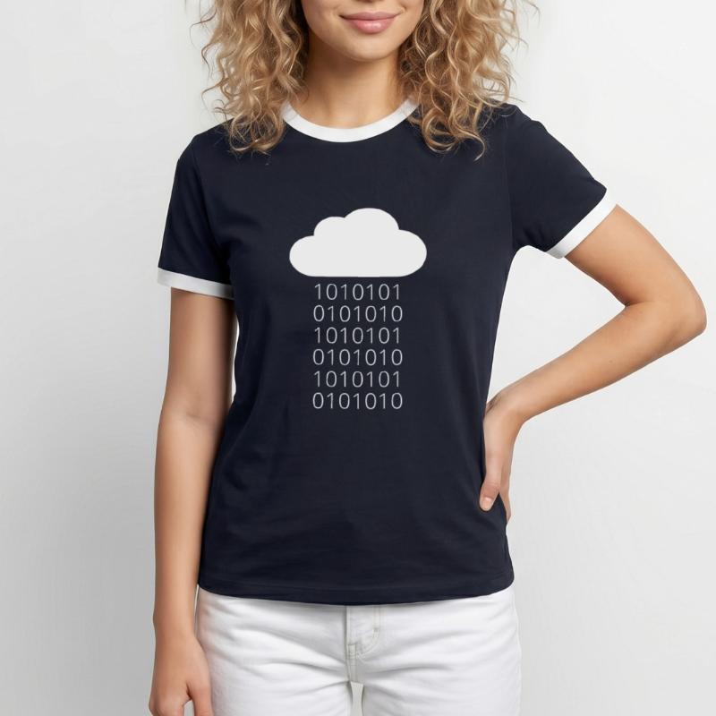 Cloud Data Rain Binary Men's Ringer Shirt