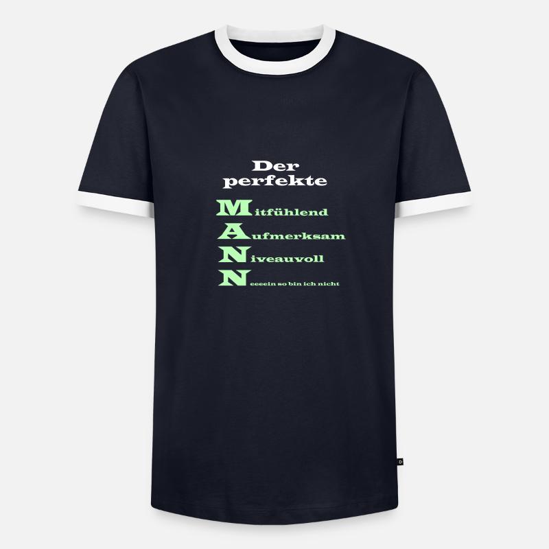 Der perfekte Mann Spruch - Männer Kontrast-T-Shirt - Navy/Weiß 