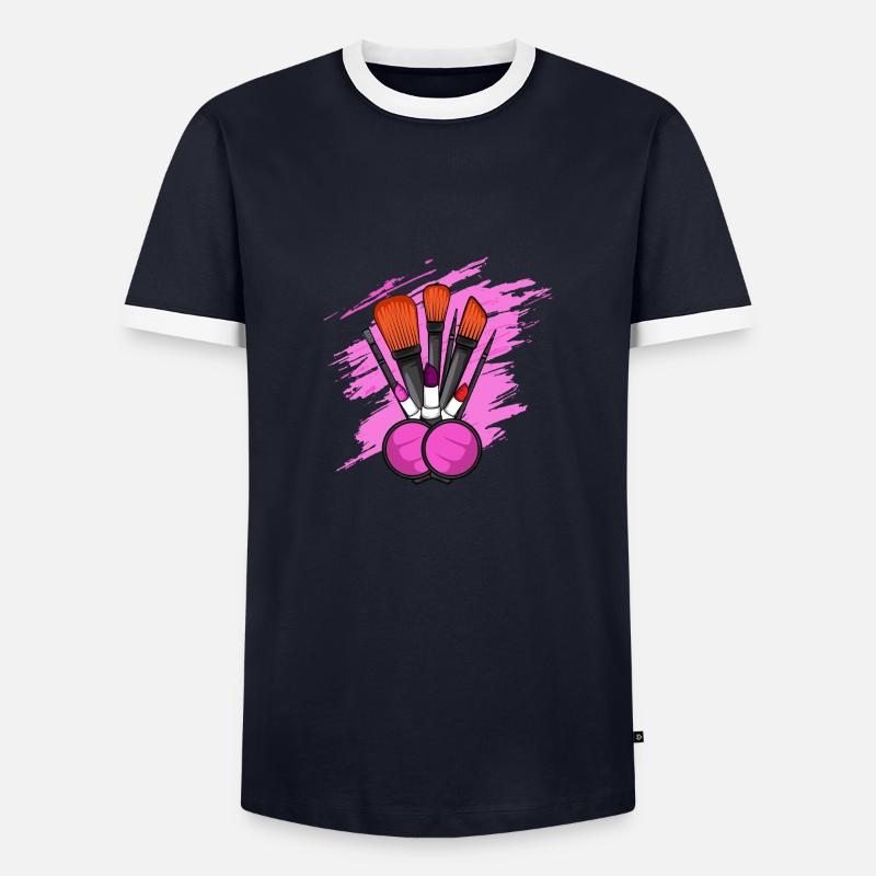 Makeup-Tools. Kosmetikerin. Gift - Männer Kontrast-T-Shirt - Navy/Weiß 