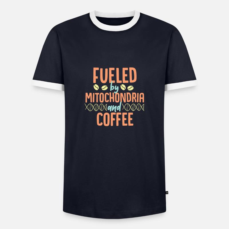 Mitochondrien mit Kaffee Geschenk - Männer Kontrast-T-Shirt - Navy/Weiß 