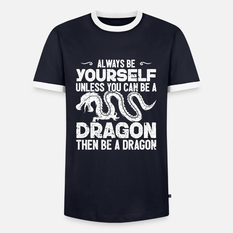 Drache dann ein Drache - Männer Kontrast-T-Shirt - Navy/Weiß 