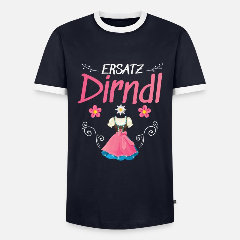 Dirndl Ersatz - Männer Kontrast-T-Shirt - Navy/Weiß 