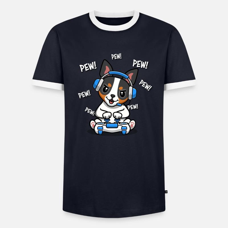 Ratterrier - Männer Kontrast-T-Shirt - Navy/Weiß