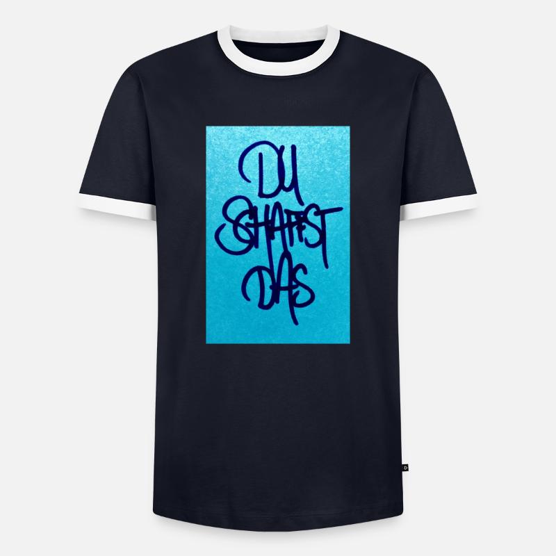 DU SCHAFFST DAS - Männer Kontrast-T-Shirt - Navy/Weiß 