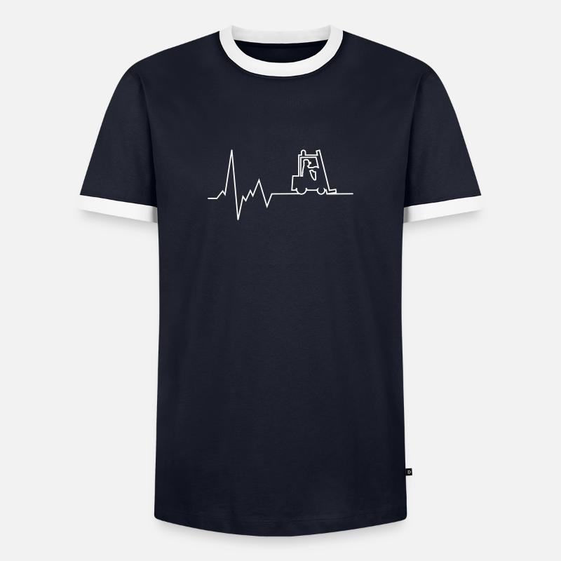 herzschlag stapler Gabelstapler - Männer Kontrast-T-Shirt - Navy/Weiß 