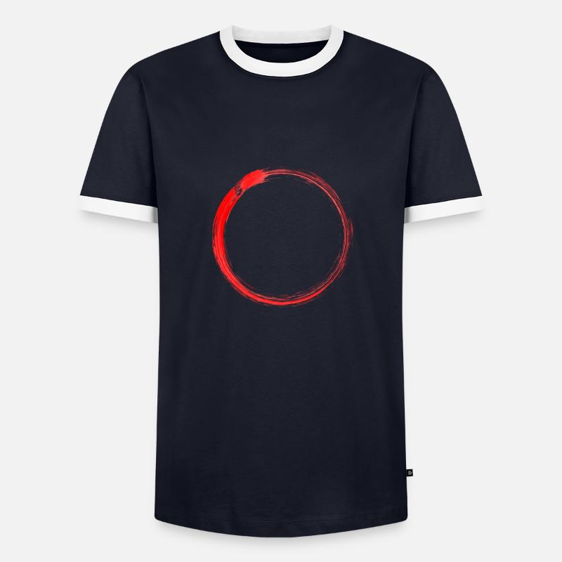 Red circle - Men's Ringer Shirt - navy/white