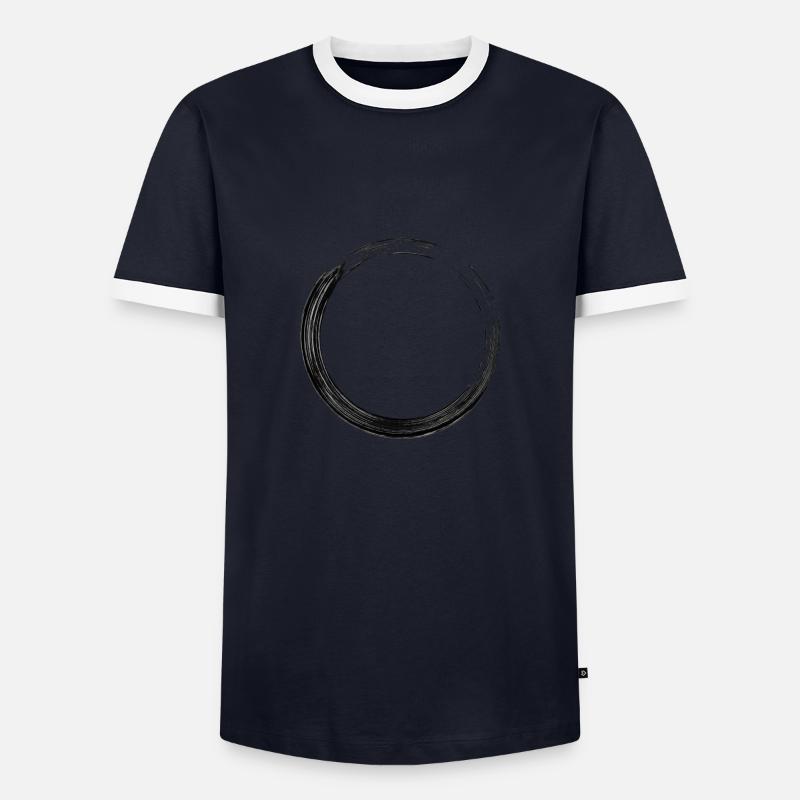 Schwarzer Kreis - Männer Kontrast-T-Shirt - Navy/Weiß