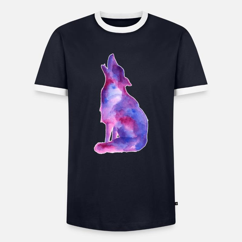 Galaxy Wolf - Men's Ringer Shirt - navy/white 