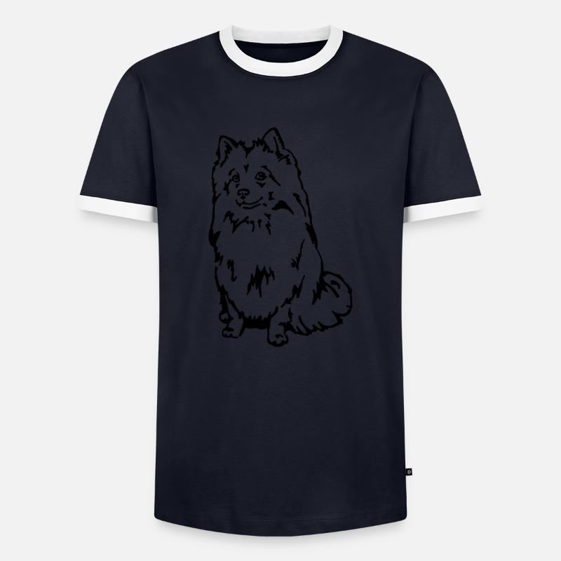 Spitz Mittelspitz - Männer Kontrast-T-Shirt - Navy/Weiß