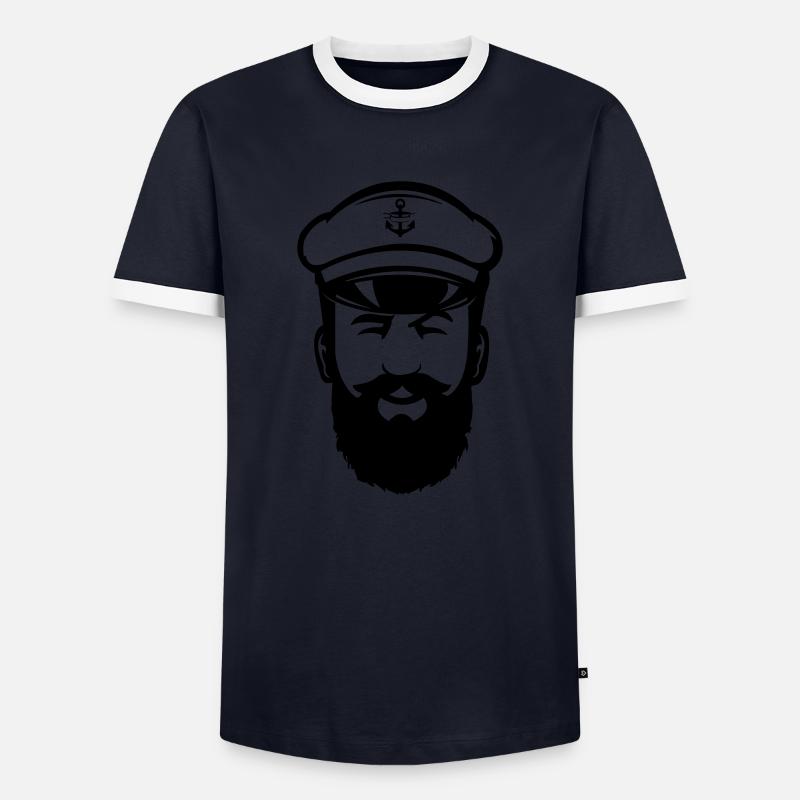 Captain - Männer Kontrast-T-Shirt - Navy/Weiß