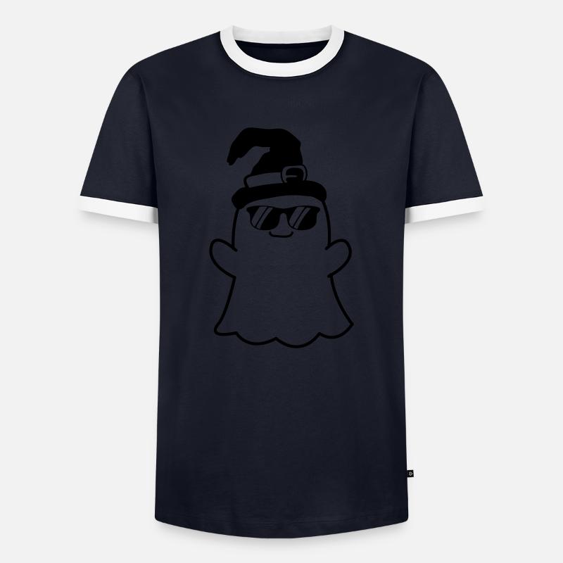 ghost cool - Männer Kontrast-T-Shirt - Navy/Weiß 