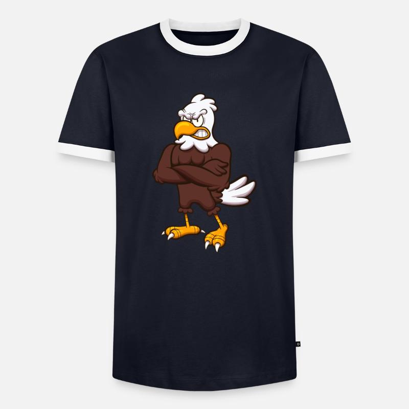 Angry Eagle Character - Men's Ringer Shirt - navy/white 