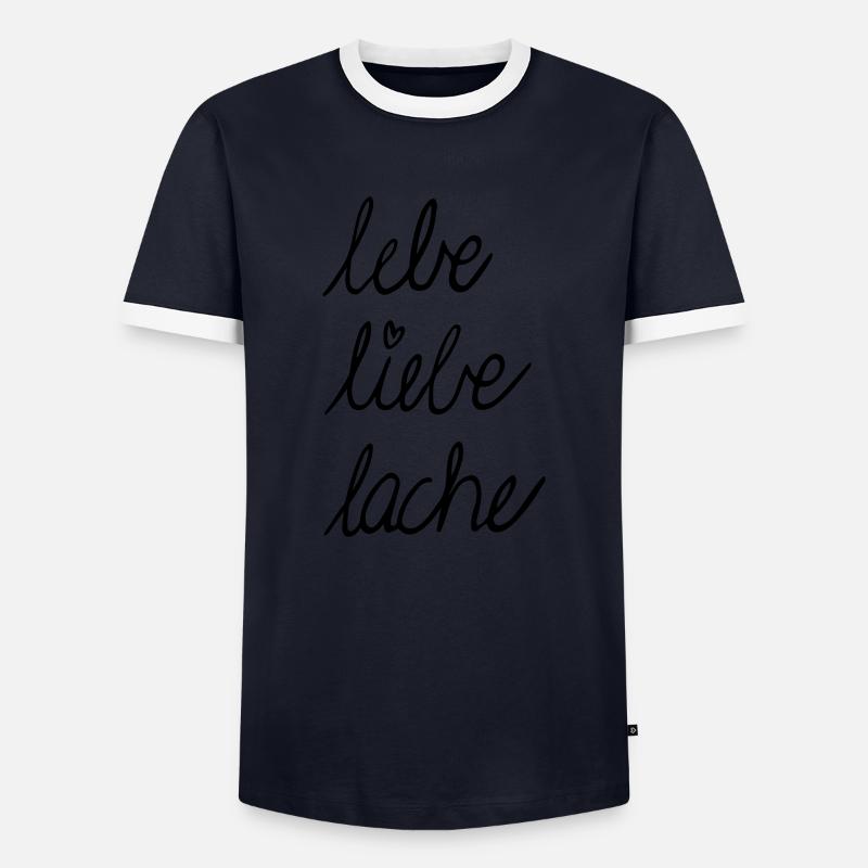 Lebe liebe lache Handschrift - Männer Kontrast-T-Shirt - Navy/Weiß 