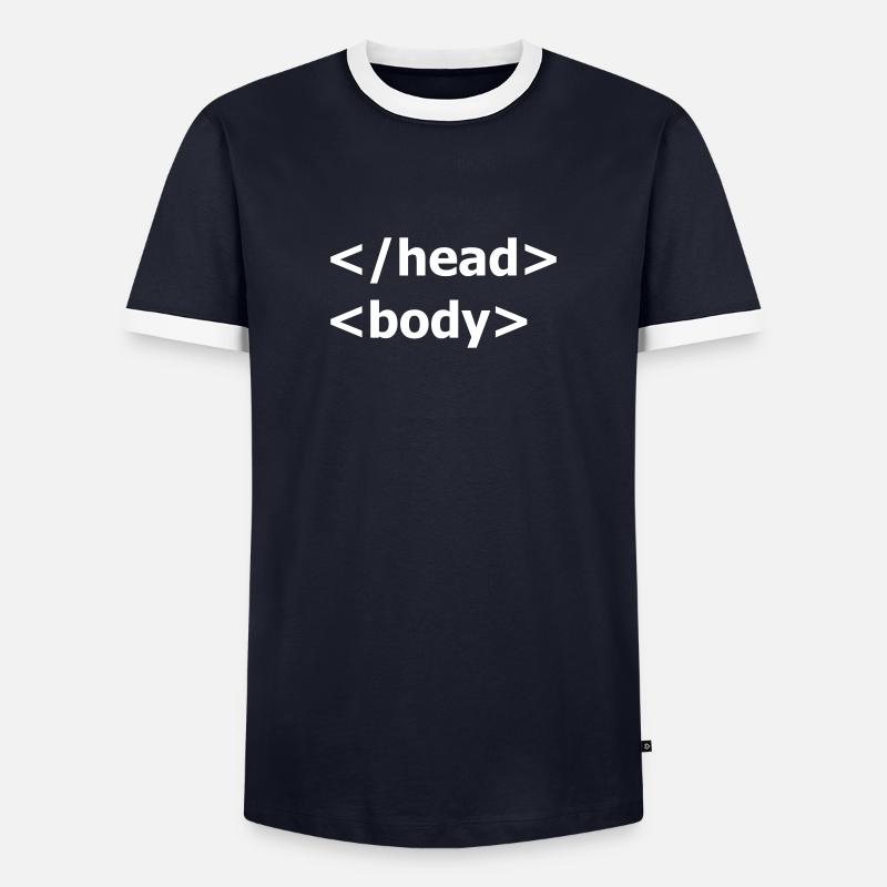 HTML Spass - Männer Kontrast-T-Shirt - Navy/Weiß