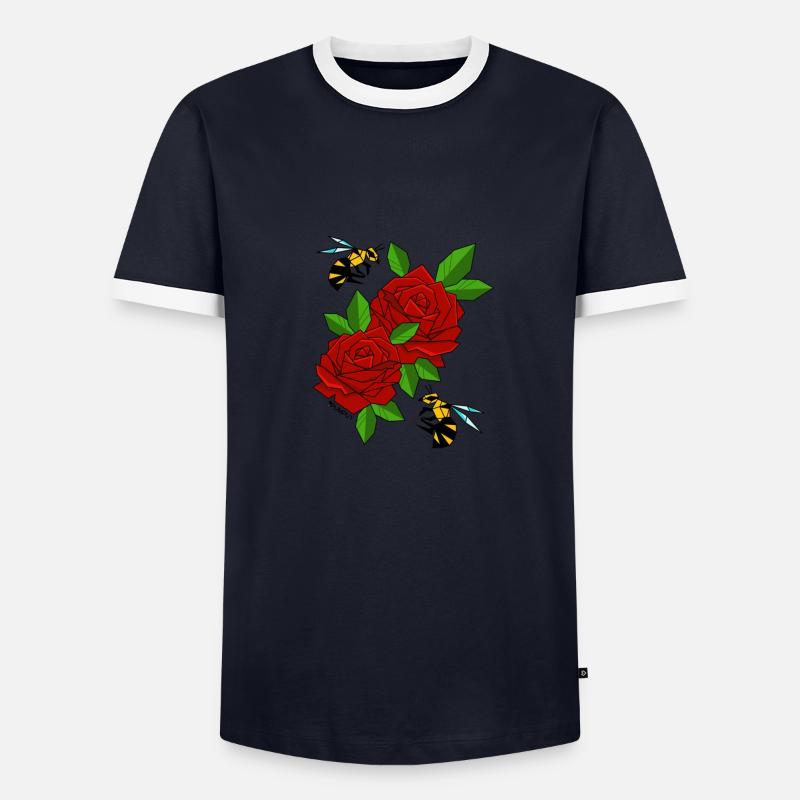 ROSE BEE - Männer Kontrast-T-Shirt - Navy/Weiß