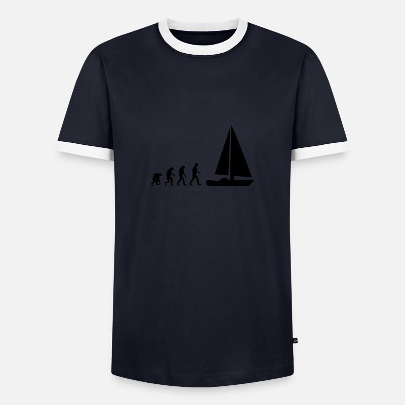 sailing evolution - Men's Ringer Shirt - navy/white 