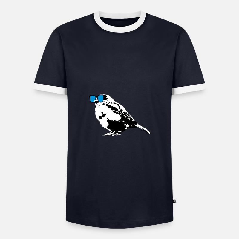 Spatz - Männer Kontrast-T-Shirt - Navy/Weiß