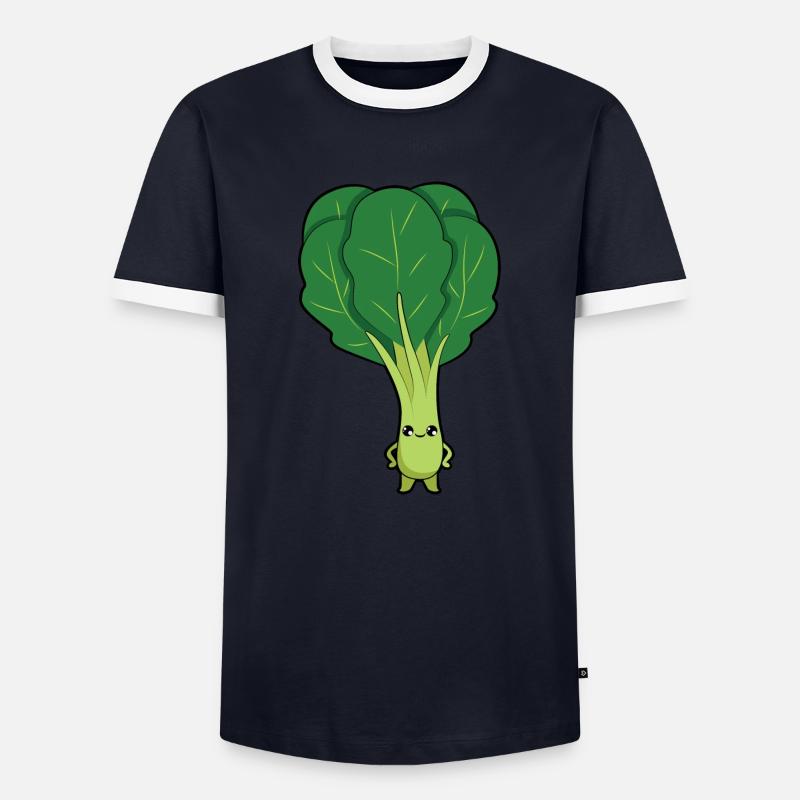 Spinat - Männer Kontrast-T-Shirt - Navy/Weiß