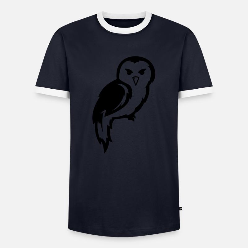 Eule - Männer Kontrast-T-Shirt - Navy/Weiß