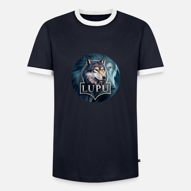 Der Wolf - Männer Kontrast-T-Shirt - Navy/Weiß 