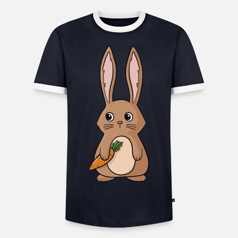 Cartoon easter bunny - Men's Ringer Shirt - navy/white 